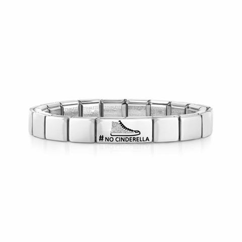 Composable GLAM bracelet, NO CINDERELLA Composable bracelet in stainless steel, Black enamel