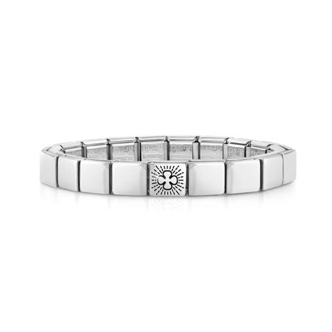 Bracciale Composable GLAM Quadrifoglio in Acciaio Bracciale per Lui con simbolo