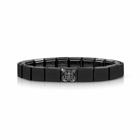 Bracelet Composable GLAM Noir Bouclier avec Phare Bracelet pour Lui avec finition PVD noire