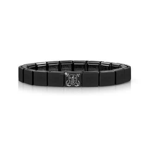Bracciale Composable GLAM Nero Scudo con Faro Bracciale per Lui con finitura in PVD nera