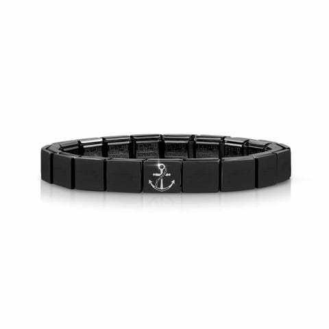 Bracelet Composable GLAM Noir avec Ancre Bracelet pour Homme avec finition PVD noire