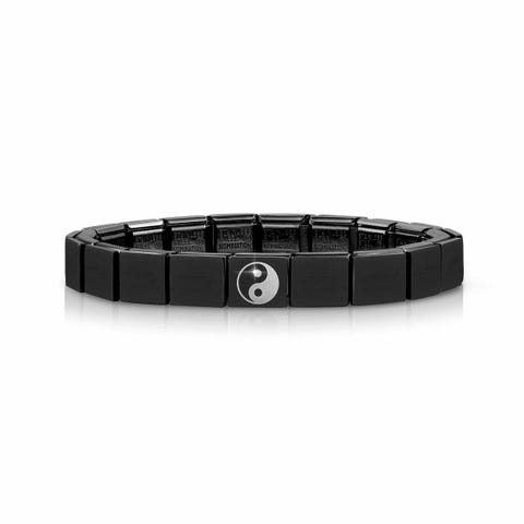 Bracelet Composable GLAM Noir avec Yin Yang Bracelet pour Lui avec finition PVD