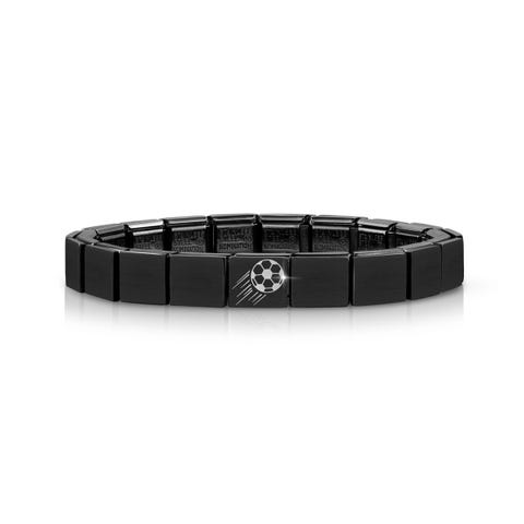Bracciale Composable GLAM Nero con Pallone da Calcio Gioiello per Lui con finitura in PVD