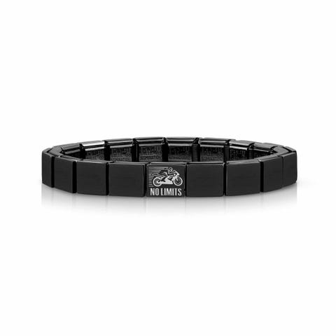 Bracciale Composable GLAM Nero con Moto no Limits Gioiello con finitura in PVD per Lui