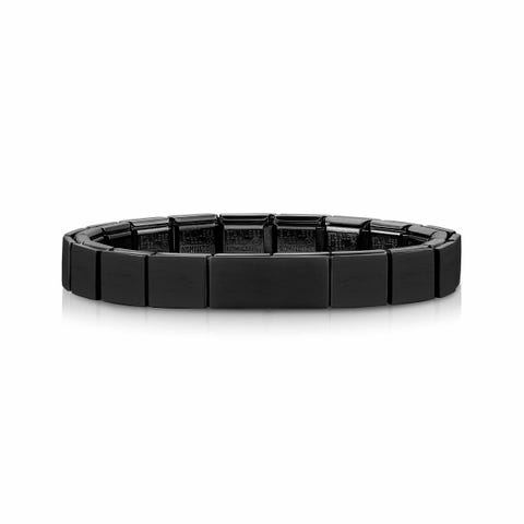 Bracelet Composable GLAM Noir avec Double Plaque lisse Bracelet avec finition PVD noire
