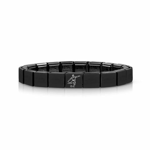 Bracciale Composable GLAM Nero Giocatore di Calcio Gioiello con finitura in PVD per Uomo