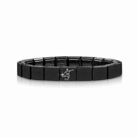 Bracelet Composable GLAM Noir Footballeur Bijou avec finition PVD pour Lui