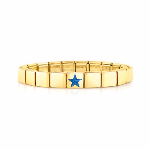Bracelet Composable GLAM Etolie Bleue Bracelet avec finition pvd Or Jaune et Glitter bleu