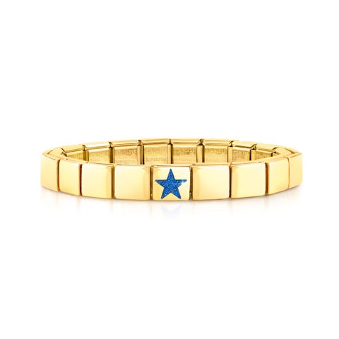 Bracelet Composable GLAM Etolie Bleue Bracelet avec finition pvd Or Jaune et Glitter bleu