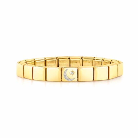 Bracelet Composable GLAM Lune et Etoile Bracelet avec symbole en Acier et Zircon