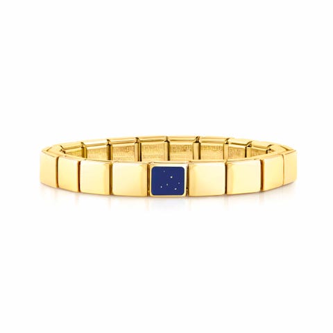 Bracelet Composable GLAM Carré Lapis Bleu Bracelet avec finition en Or Jaune et Pierre