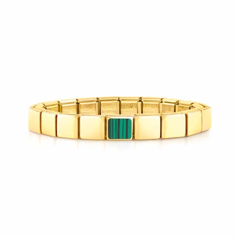 Bracelet Composable GLAM Carré Malachite Bracelet avec finition en Or Jaune et Pierre