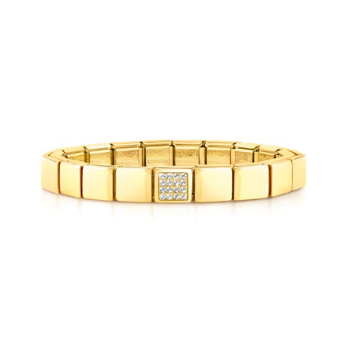 Bracelet Composable GLAM Or Jaune et Pierres Bracelet en Acier avec finition en Or Jaune et Cristaux