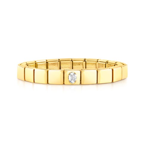 Bracelet Composable GLAM Or Jaune et Zircon blanc Bracelet en Acier avec finition en Or Jaune et Cubic Zirconia