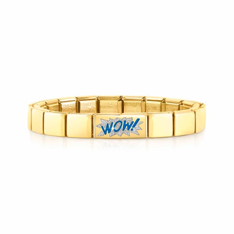 Bracelet Composable GLAM Wow Bracelet avec finition en Or Jaune avec inscription et Email