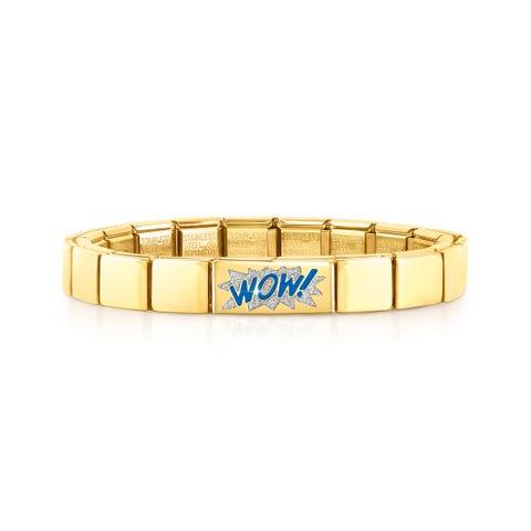 Bracelet Composable GLAM Wow Bracelet avec finition en Or Jaune avec inscription et Email
