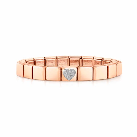 Bracelet Composable Glam Cœur Glitter Or Rose Bracelet avec symbole Glitter Argent