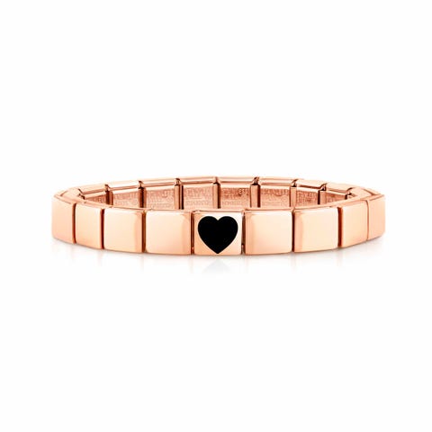 Bracelet Composable GLAM Cœur Noir Bracelet avec finition en Or Rose et Email noir