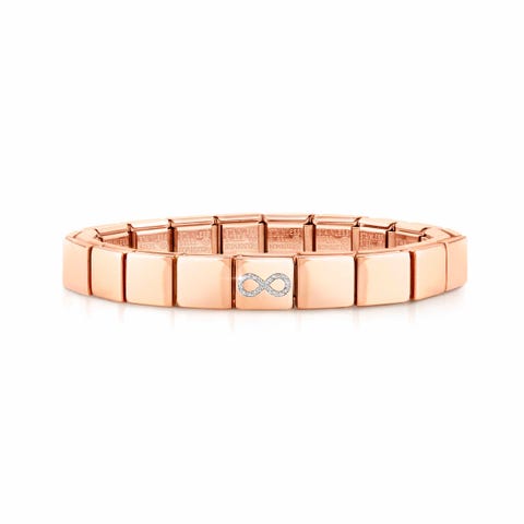 Composable GLAM bracelet, Infinity Glitter Bracelet with Rose PVD finish