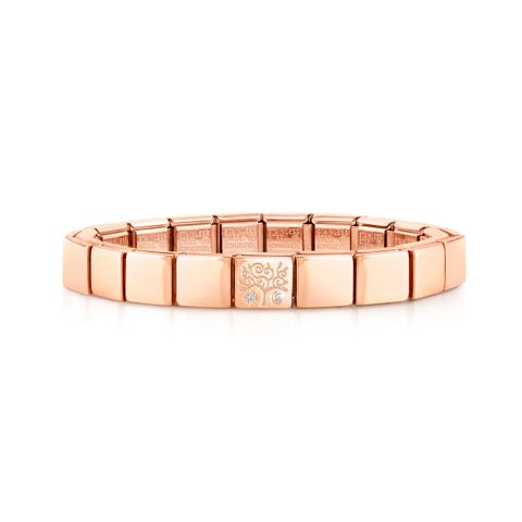Bracelet Composable GLAM Arbre de la Vie Bracelet avec finition en Or Rose et Cubic Zirconia blanc