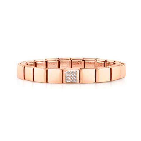 Bracelet Composable GLAM Or Rose et Pierres Bracelet en Acier avec finition Or Rose et Cristaux