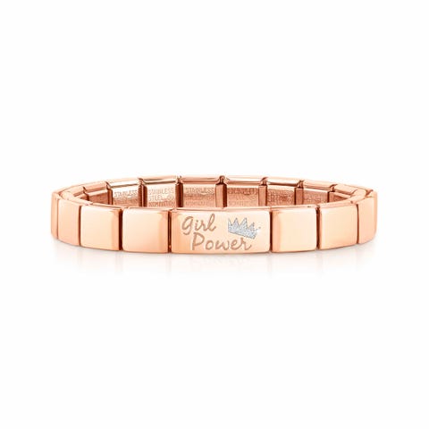 Bracelet Composable GLAM Girl Power Bracelet avec finition en Or rose avec inscription et Email