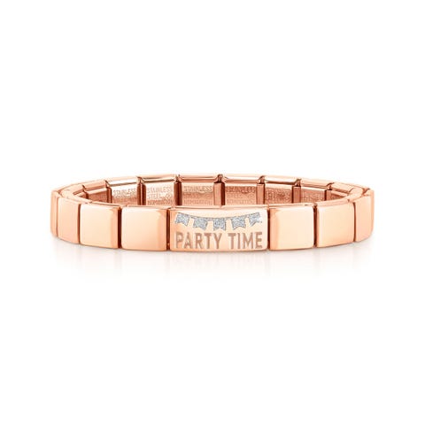 Composable GLAM bracelet, PARTY TIME Bracelet, Rose finish text, Glitter enamel