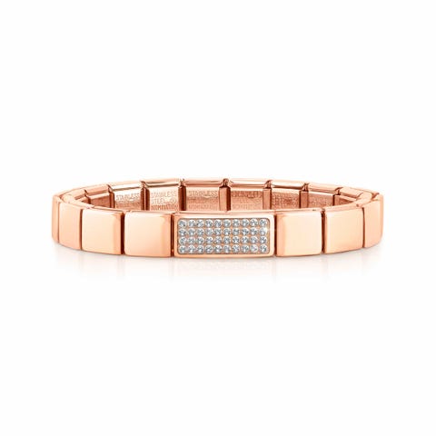 Composable GLAM Rose bracelet, Double Pavé White Bracelet, Rose finish with White Crystal