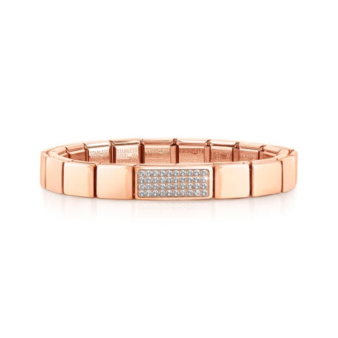 Composable GLAM Rose bracelet, Double Pavé White Bracelet, Rose finish with White Crystal 