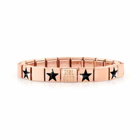 Composable GLAM bracelet, GIRL BOSS Glitter Composable bracelet with writing and symbols in enamel
