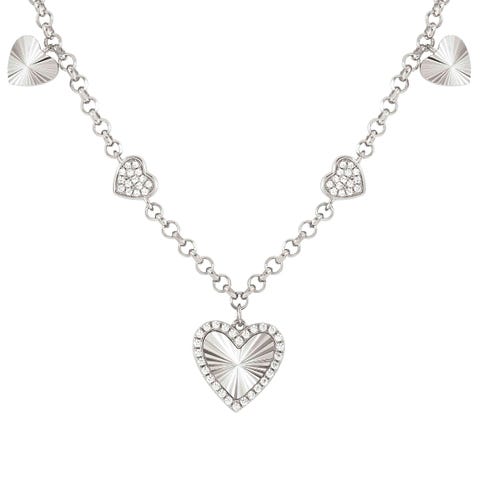 TrueJoy necklace with Heart pendants Sterling silver necklace with Cubic Zirconia
