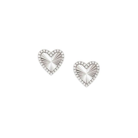 TrueJoy earrings, etched Hearts Stud earrings in sterling silver