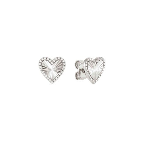 TrueJoy earrings, etched Hearts Stud earrings in sterling silver