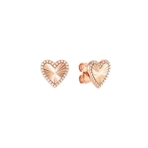 TrueJoy earrings, etched Hearts Stud earrings in sterling silver