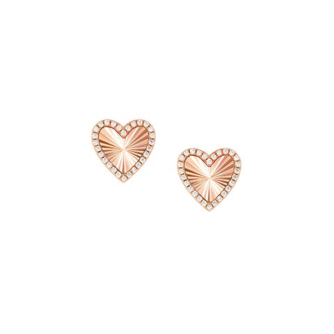 TrueJoy earrings, etched Hearts Stud earrings in sterling silver