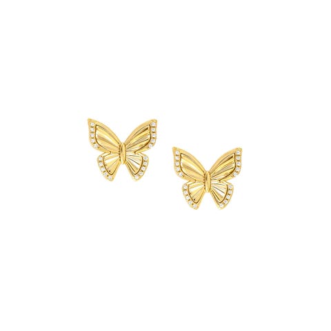 Pendientes Truejoy Mariposa tallada Pendientes en Plata 925 y Cubic Zirconia