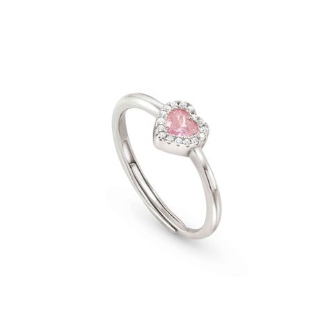 All My Love ring, Pink Heart Sterling silver ring with Cubic Zirconia details