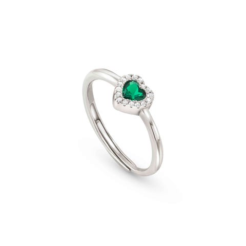 Bague All My Love Cœur vert Bague en argent 925 avec pierre verte et oxydes