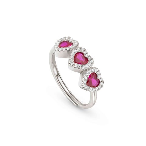 All My Love ring, 3 Heart with CZ Ring in sterling silver with 3 Cubic Zirconia Hearts