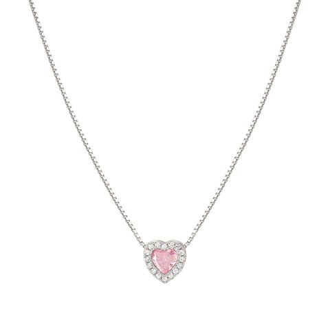 All My Love necklace, Pink Sterling silver necklace, rhodium treated finish and CZ