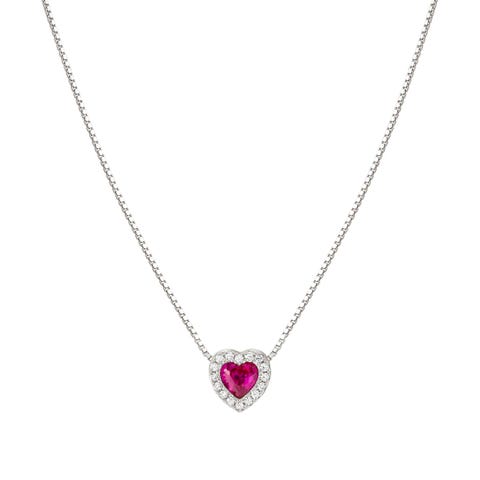 All My Love necklace, Red Sterling silver necklace with Heart and Cubic Zirconia