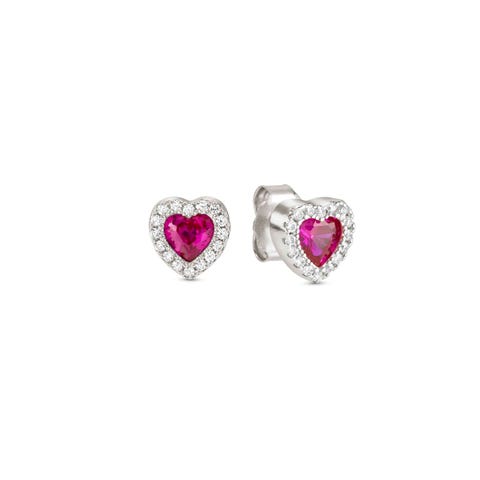 All My Love earrings, Heart with CZ Stud earrings with Cubic Zirconia Heart, made from sterling silver