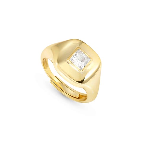 Gold Domina Square ring Ring with 24K gold plated finish