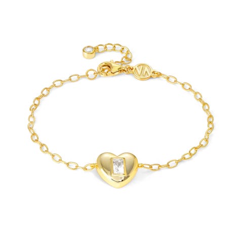 Gold Domina bracelet with Heart Bracelet with  gold plated finish and stones