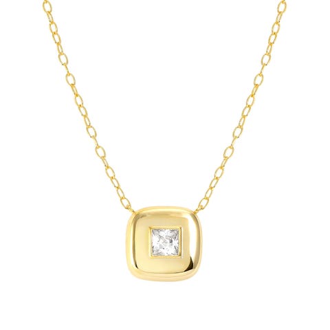 Collier Domina avec symbole carré Collier en argent 925 avec couche superficielle en or jaune