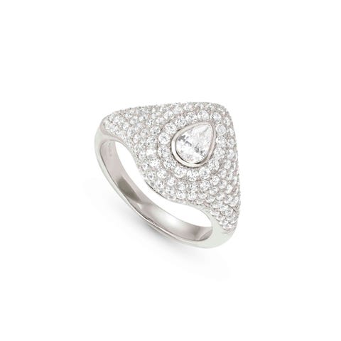 Domina Drop ring with Cubic Zirconia Ring in sterling silver with Cubic Zirconia pavé