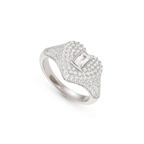 Domina Heart ring with Cubic Zirconia Sterling silver ring with rectangular Cubic Zirconia