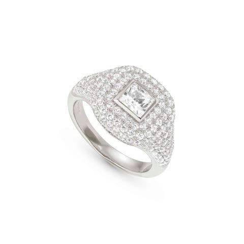 Domina Square ring with Cubic Zirconia Sterling silver ring with Cubic Zirconia pavé