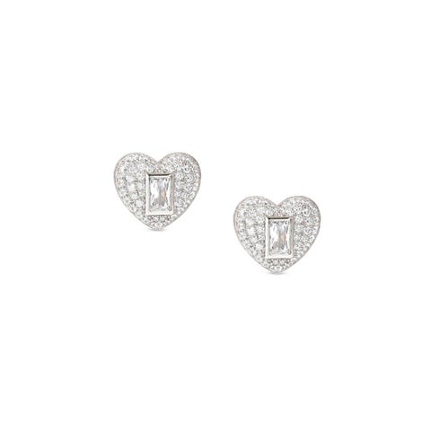 Pendientes Domina Corazón con Piedras Pendientes en Plata 925 con acabado en Rodio y Cubic Zirconia