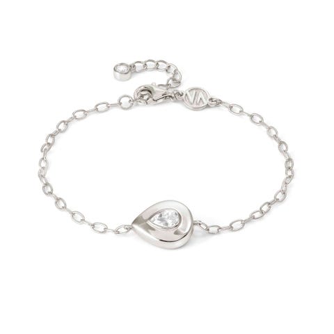 Domina bracelet with Drop Sterling silver bracelet with white rhodium treated finish and Cubic Zirconia